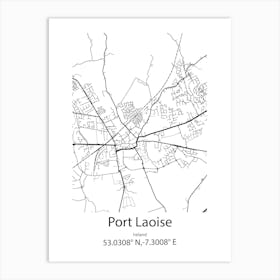 Port Laoise,Ireland Minimalist Map Art Print