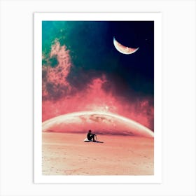 Surfer Looks For The Ocean on Mars 1 Art Print