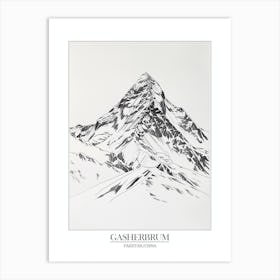 Gasherbrum Pakistan China Line Drawing 8 Poster 5 Art Print