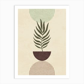 Minimal Botanical Art with Geometric Shapes Art Print