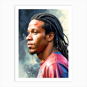 Soccer Player With Dreadlocks 1 Art Print