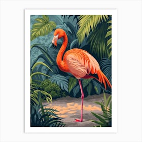 Greater Flamingo Galapagos Islands Ecuador Tropical Illustration 3 Art Print