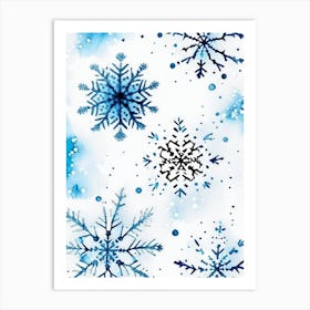 Pattern, Snowflakes, Minimalist Watercolour 1 Art Print