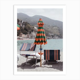Positano Italy Vintage Umbrella Beach 3x4 Art Print