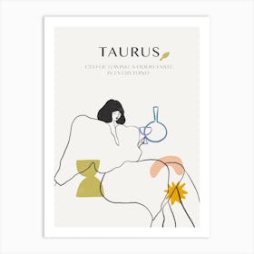 Taurus Zodiac Sign One Line Art Print