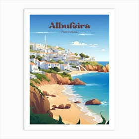 Albufeira Portugal Ocean View Travel Illustration Art Art Print