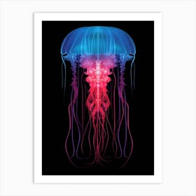 Irukandji Jellyfish Neon Illustration 7 Art Print