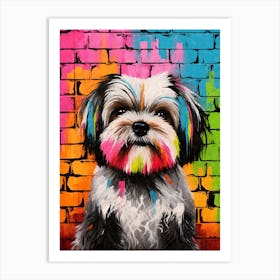 Aesthetic Shih Tzu Dog Puppy Brick Wall Graffiti Artwork Art Print