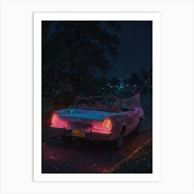 Neon Car At Night 1 Art Print