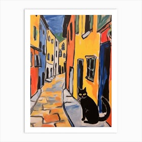 Painting Of A Cat In Volterra Italy 2 Art Print