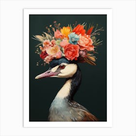 Bird With A Flower Crown Grebe 3 Art Print