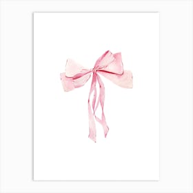 Coquette Pink Bow - 1 - White Art Print