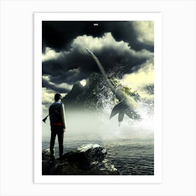 Man Looking At A Whale Art Print