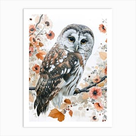 Boreal Owl Japanese Painting 4 Art Print