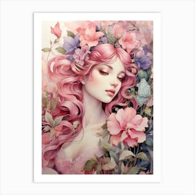 Pink Haired Girl Art Print