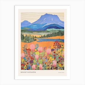 Mount Katahdin United States 1 Colourful Mountain Illustration Poster Art Print