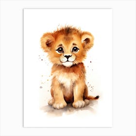 Drawing Watercolour Lion Art Painting 1 Art Print