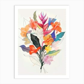 Heliconia 3 Collage Flower Bouquet Art Print