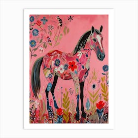 Floral Animal Painting Horse 1 Art Print