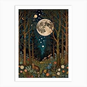 William Morris Moonlight In The Forest 2 Art Print