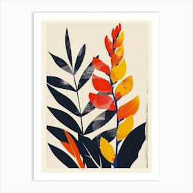 Botanical Tropical Leaves Groovy 18 Art Print