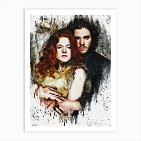 Jon Snow With Ygritte Game Of Thrones Painting 1 Art Print