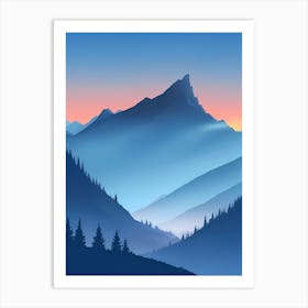 Misty Mountains Vertical Composition In Blue Tone 135 Art Print