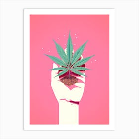 Marijuana Leaf In Hand Art Print