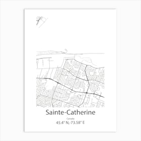 Sainte Catherine,Canada Minimalist Map Art Print