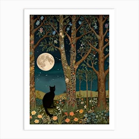 Cat In The Forest Style William Morris 10 Art Print