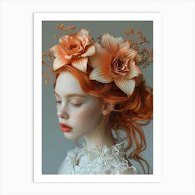 Portrait Of A Girl With Red Hair Art Print