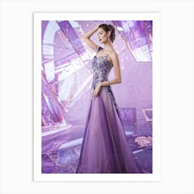 Noble Woman In Elegant Attire Emanates An Ethereal Grace Her Regal Air Captured Against A Backdrop Art Print