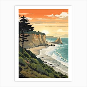 West Coast Trail New Zealand 4 Vintage Travel Illustration Art Print