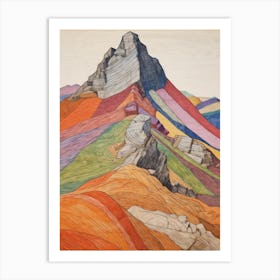 Stob Binnein Scotland 1 Colourful Mountain Illustration Art Print