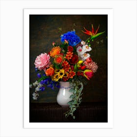 Colorful Flowers In A Vase Art Print