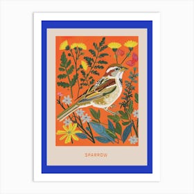 Spring Birds Poster Sparrow 3 Art Print