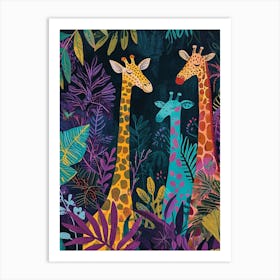 Fun Vibrant Giraffe Illustration 4 Art Print