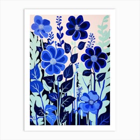 Blue Flower Illustration Delphinium 3 Art Print