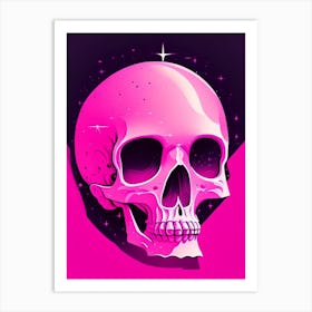 Skull With Celestial Themes 1 Pink Pop Art Art Print