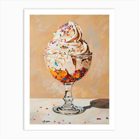 Trifle With Rainbow Sprinkles Beige Painting 1 Art Print