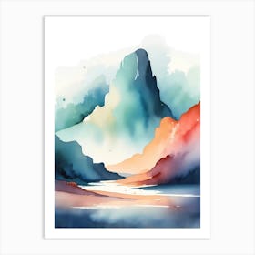 Watercolor Mountain Landscape 1 Art Print