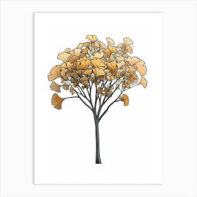 Ginkgo Tree Pixel Illustration 1 Art Print