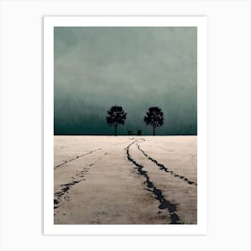 Two Trees In The Snow Art Print