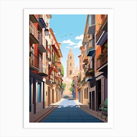 San Sebastian, Spain, Flat Illustration 1 Art Print