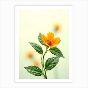 Yellow Flower With Water Droplets Art Print