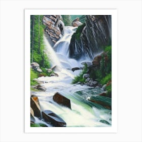 Krimml Waterfalls, Austria Peaceful Oil Art  Art Print