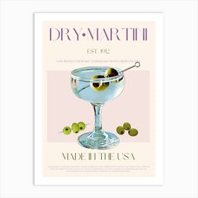 Dry Martini Cocktail Mid Century Art Print