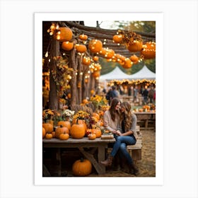 An Old Style Fall Fair Set Amid The Heart Of A Golden Hued Forest The Venue Is Bedecked With Lively (3) Art Print