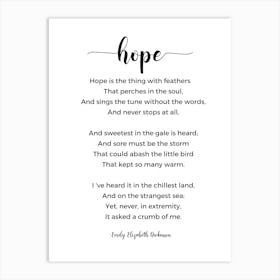 Hope Poem By Emily Elizabeth Dickinson Art Print