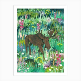 Moose In The Meadow Art Print